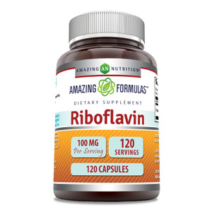Amazing Formulas Riboflavin (Vitamin B2) Supplement |100 Mg Per Serving | 120 Capsules | Non-GMO | Gluten Free | Made in USA