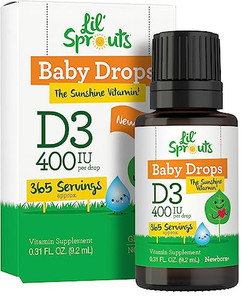 Carlyle Baby Vitamin D3 Liquid Drops | 400 IU | .31oz (9.2 mL) 1 Year Supply (365 Servings) | Vegetarian, Non-GMO, and Gluten Free by Lil' Sprouts