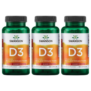 Swanson Higher Potency Vitamin D-3 2000 Iu - Sunshine Vitamin Bone, Immune Support (50 mcg) 250 Capsules (3 Pack)