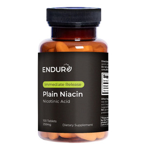 Endur Plain Niacin (Nicotinic Acid), Heart Health & Healthy Cholesterol Balance Supplement, Immediate-Release Formula, Gluten Free, 250mg (100 Tablet