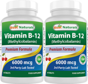 Best Naturals Vitamin B-12 as Methylcobalamin (Methyl B12), 6000 mcg 60 Sublingual Tablets (60 Count (Pack of 2))