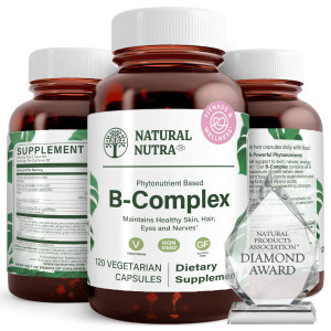 Natural Nutra Vitamin B Complex with Niacin, Folate, Thiamin, Biotin, Supports Nervous System Health, Promotes Metabolism, Skin, Eyes and Hair Health