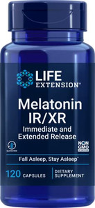 Life Extension Melatonin IR/XR 120 Capsules - Immediate & 7 Hour Extended-Release - Night Time Supplement - Supports Staying Asleep - Non-GMO, Gluten