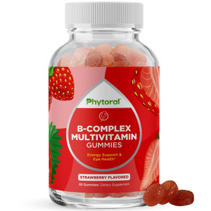 Vitamin B Complex Gummies for Adults & Kids - B Vitamins Complex with Thiamin, Riboflavin, Niacin, 6, 12 and Folate - Blend Supplement for Nervous Sy