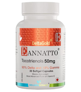 WELLNESS EXTRACT Eannatto Tocotrienols Deltagold Vitamin E Supplements Softgels, Tocopherol Free, Non-GMO, Gluten Free & Antioxidant (50MG 30 Softgel