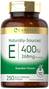 Carlyle Vitamin E 400 IU Softgels Capsules | 250 Count | Naturally Sourced Supplement for Men and Women | Non-GMO and Gluten Free