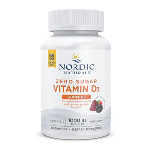 Nordic Naturals Zero Sugar Vitamin D3 Gummies, Wild Berry - 60 Gummies - 1000 IU Vitamin D3 - Great Taste - Healthy Bones, Mood & Immune System Funct