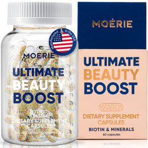 Moerie Ultimate Hair Boost Supplement for Women & Men - Hair, Skin, Nails Vitamins with Biotin & Minerals for Hair Health - Thicker Hair - 60 Capsule