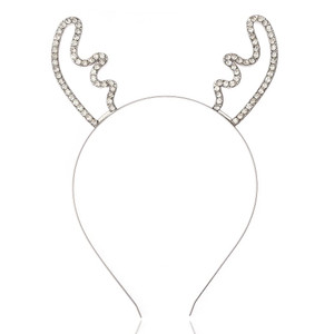 Kilshye Reindeer Antlers Christmas Headband Rhinestone Antler Tiara Xmas Hair Band (Silver)