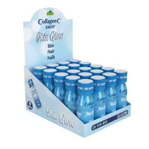 CollagenC - skin glow shot 20 pack - Collagen 10g, Vitamin c 1000mg, Biotin 1000mcg, Vitamin D 800 IU - Natural Orange-Ginger Flavor 2.5oz Bottle - 2