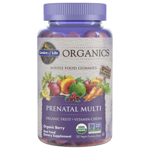 Garden of Life Organics Prenatal Gummies Multivitamin with Vitamin D3, B6, B12, C & Folate for Healthy Fetal Development  Organic, Non-GMO, Gluten-F