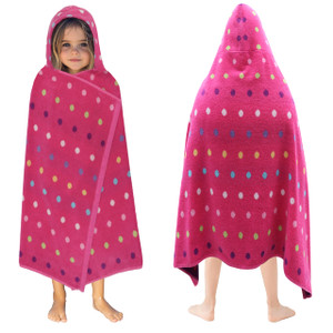 ORIGINAL KIDS Hooded Bath Towel Wrap - 100% Cotton Jacquard Reversible Large Hooded Kids Towel - Toddler Shower Pool Beach Towel - Soft Plush Absorbe