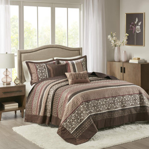 Madison Park Princeton Reversible Quilted Bedspread Set, Solid Reverse Summer Breathable, Lightweight All Season Bedding Layer, Matching Shams, Bedsp