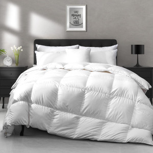 APSMILE Luxury All Season Down Feather Fibers Comforter Full/Queen Size Duvet Insert - 100% Organic Cotton, High Fill Power Medium Warmth, (Ivory Whi