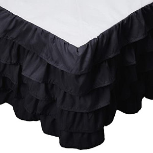 Elegant Comfort Leila Collection Multi-Ruffle Bed Skirt, 1500 Thread Count Egyptian Quality, Easy Fit Dust Ruffle, 15 inch Drop, Wrinkle and Stain Re