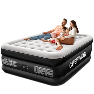 CHERIMOR Queen Air Mattress with Built-in Pump, 18" Raised Comfort, 48Hr Leak-Proof Test, Upgraded Honeycomb Pillar Design, Supports 800 lbs, 3-Min I