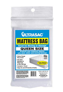 Ultrasac High Performance Queen Size Mattress 2.0 MIL (eq) Clear Cover Waterproof Bags - 70" x 92" - Pack of 1 - for Moving, Storage, & Commercial