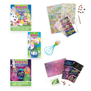PAAS Easter Egg Decorating Bundle, Includes 1 Deluxe Kit, 1 Neon Egg Dying Kit, and PAAS Whiskers for Easy Egg Dying, Food Safe Dye for Family Easter