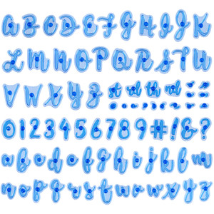 OIIKI 83 Pcs Fun Alphabet Number Cake Stamp Set, Special Characters & Numbers DIY Sugar Cake & Cookie Decor