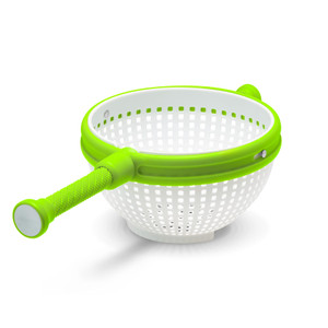 Dreamfarm Spina 2-In-1 Easy-To-Use, Collapsible Salad Spinner & Straining Colander for Salad, Fruit, Vegetable, Lettuce - White/Green