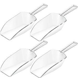 Hestya 4 Pcs Multi Purpose Clear Plastic Scoops for Candy Buffet Acrylic Kitchen Ice Food Popcorn Scoops for Protein Powders, Ice Cream, Coffee, Tea