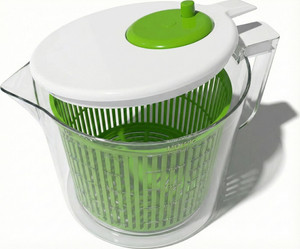 Cooler Kitchen 2.5 Qt Small Salad Spinner, Mini Salad Spinner and Dryer With Measuring Cup Bowl, Best Lettuce Spinners Single Serve, Colander with Sp