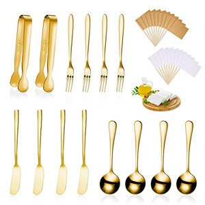 Patelai Charcuterie Boards Accessories Charcuterie Utensils Set Cheese Butter Spreader Knives Stainless Steel Mini Serving Tongs Spoons Forks and Too