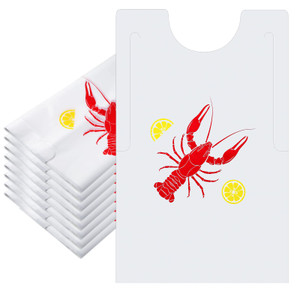 Hotop 50 Pack Plastic Disposable Bibs Seafood Boil Party Supplies Shrimp Crab Boil Accessories Shrimp Feasts Bibs(Crawfish)