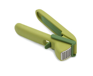 Joseph Joseph CleanForce Garlic Press - Garlic Mincer with Trigger-Operated Wiper Blade & Handy Cleaning Tool, Green