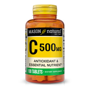Mason Natural Vitamin C 500 mg, Daily Dietary Supplement with Essential Nutrient to Support Immune Function & Overall Wellness, 100 Tablets (Pack of
