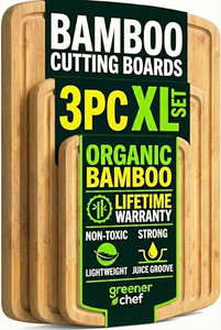 Organic Wood Cutting Boards for Kitchen for Chopping Vegetables, Carving Meat, Slicing Bread and Serving Charcuterie for Meal Time Prep, Holiday Gath
