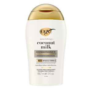 OGX Nourishing + Coconut Milk Moisturizing Conditioner, Hydrating & Restoring Conditioner Moisturizes for Soft Hair After the First Use, Travel Size,