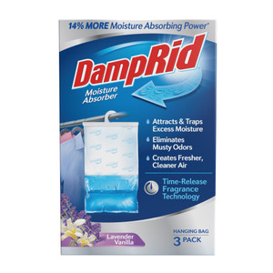 DampRid Lavender Vanilla Hanging Moisture Absorber, 16 oz., 3 Pack - Eliminates Musty Odors for Fresher, Cleaner Air, Ideal Moisture Absorbers for Cl