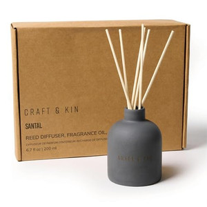 Craft & Kin Reed Diffuser for Home & Bathroom  Santal Woods Holiday Reed Diffuser Set with Fragrance Sticks, Long-Lasting Alcohol-Free Winter Scent,