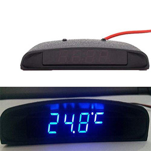 MACHSWON Car Digital Clock, 4 IN1 12V Clock Date Thermometer Voltage Monitor with LCD Screen Display for Car Interior, Blue