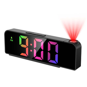 ORIA Projection Alarm Clock for Bedroom, Digital Clock Projector on Ceiling, 7.9'' LED Alarm Clock with 180° Rotatable Projector, 12/24H, Adjustable