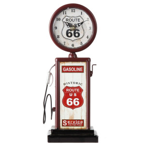 Lily's Home Old Fashioned Route 66 Gas Pump Mantle Clock, Silent-Non-Ticking with Quartz Movement, Makes an Ideal Gift for Antique Sign Collectors, B