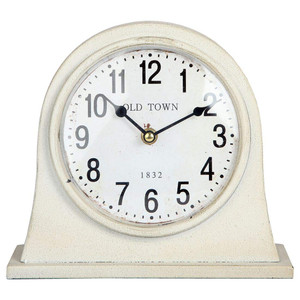 Lily's Home Antique Inspired Farmhouse Desk Or Mantel Clock, Battery Powered, Metal Body, Ivory