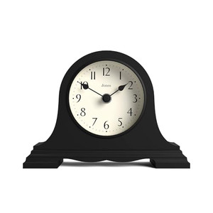 JONES CLOCKS® Speakeasy Small Mantel Clock | Classic Napoleons hat Design | Black | Contemporary Classic Style for Desk, Table, Shelf or Bedside