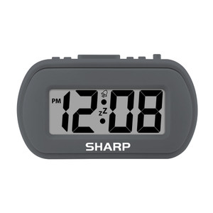 Sharp Digital Alarm Clock  Tactile Plastic Case with Soft Rubberized Finish - Battery Operated  Blue Backlight on Demand  Ascending Alarm  Easy t
