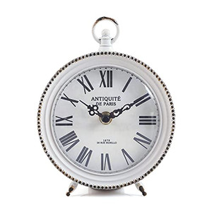 NIKKY HOME Vintage Table Clock with Handle, Shelf Desk Top Clock Battery Operated Rustic Design, Chic Home Decor for Fireplace Mantel, Desktop, Count