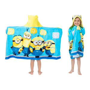 Despicable Me Minions Bath/Pool/Beach Soft Cotton Terry Hooded Towel Wrap, 24" x 50", By Franco Kids