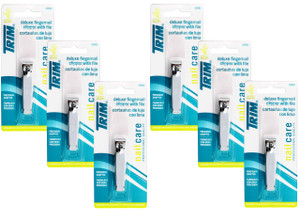 Trim Deluxe Fingernail Clipper with Nail File  Durable Stainless Steel Nail Cutter for Precise Trimming, (Pack of 6)