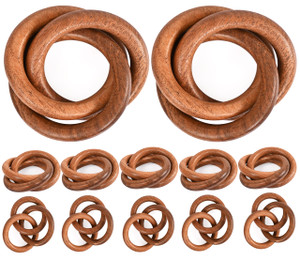ALPHA Living HOME Set of 12 Decorative Wooden Napkin Rings - Handcrafted Three Ring Napkin Holder for Tabletop Decor for Elegant Dining, Weddings, Pa