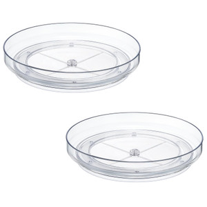 2 Pack 9 Inch Clear Acrylic Lazy Susan, Non-Skid Turntable Organizer for Cabinet, Kitchen, Pantry Organization Storage, Refrigerator, Vanity Makeup,