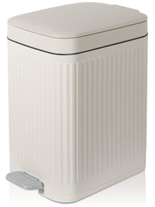 rejomiik Small Bathroom Trash Can with Lid Slim Soft Close Garbage Can Step Wastebasket Container Trash Bin for Office Bedroom Kitchen Living Room (1