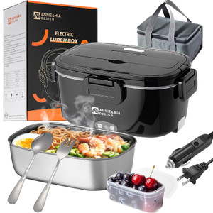 Annie & Mia Design 50-Ounce Electric Lunch Box for Adults, Portable Food Warmer for men Heated Lunch Box for Adults, Home/Car/Office/Truck Use, Lonch