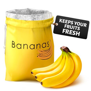 Banana Storage Bag with Aluminum Lining - 13.7x11" Banana Bags to Keep Bananas Fresh Longer, Nylon Banana Keeper to Prevent Ripening, Reusable Banana