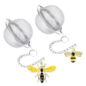 Stainless Steel Mesh Tea Infuser, 2.1 inch Tea Ball with Honey Bee Pendant Tea Strainer Tea Diffuser Tea Steeper for Filtering Tea,Tea Infusers for L
