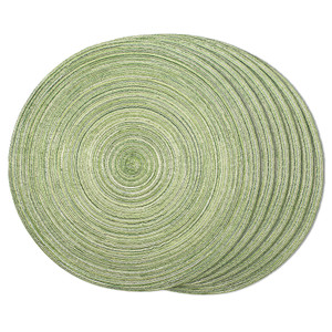 FunWheat Round Braided Placemats Set of 6 Place mats for Dining Tables Woven Heat Resistant Table Mats 15 inch (Light Green)